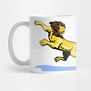 Lion Attacking Retro Mug